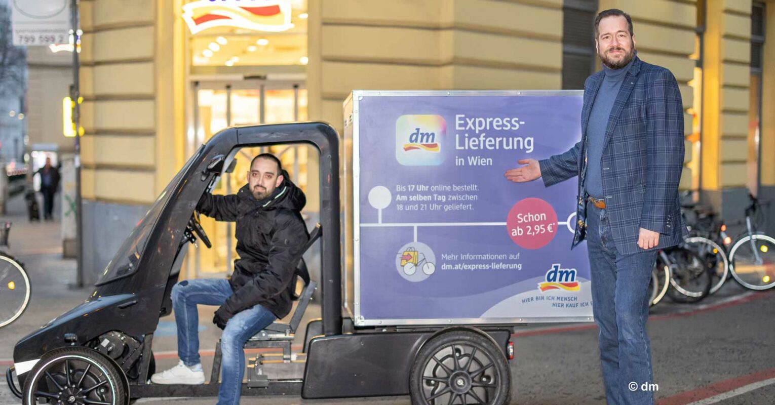 dm testet Express-Zustellung per Lastenrad in Wien