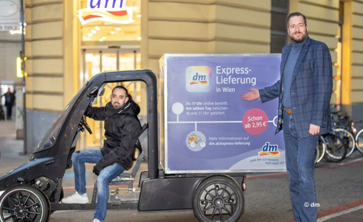 dm testet Express-Zustellung per Lastenrad in Wien